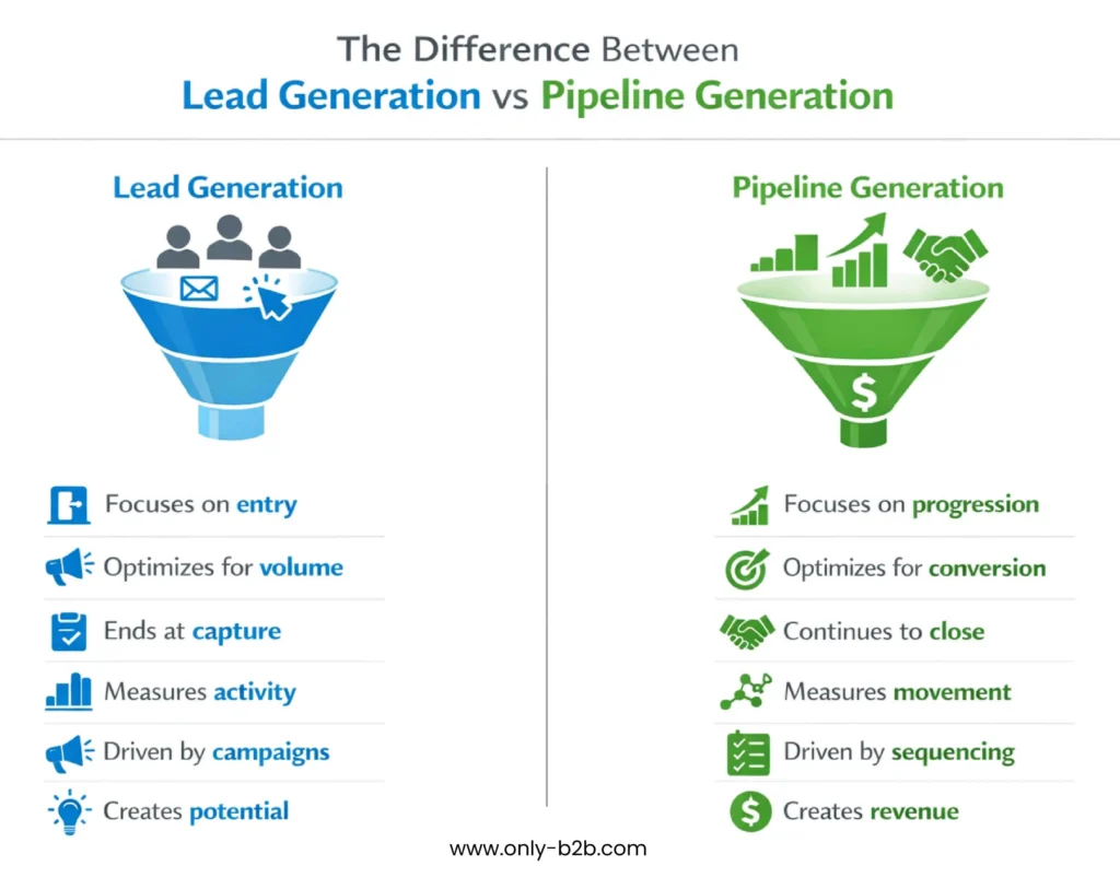 the difference between lead generation vs pipeline generation